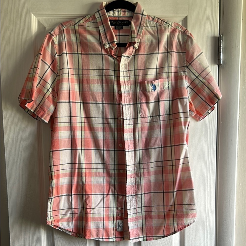 U.S. Polo Assn Men's Pink Plaid Shirt